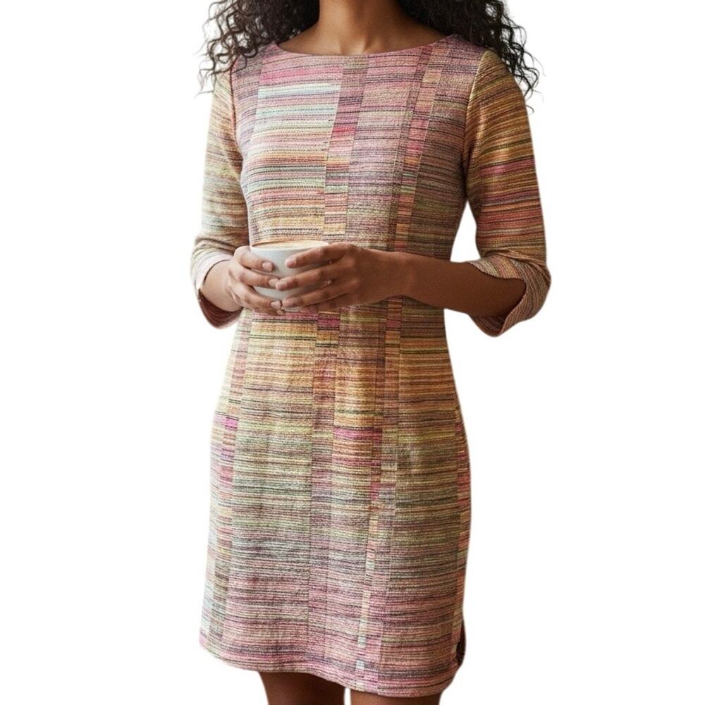 Anthropologie | Uncle Frank Multicolor Knit Shift Dress Pink Yellow Orange XS
